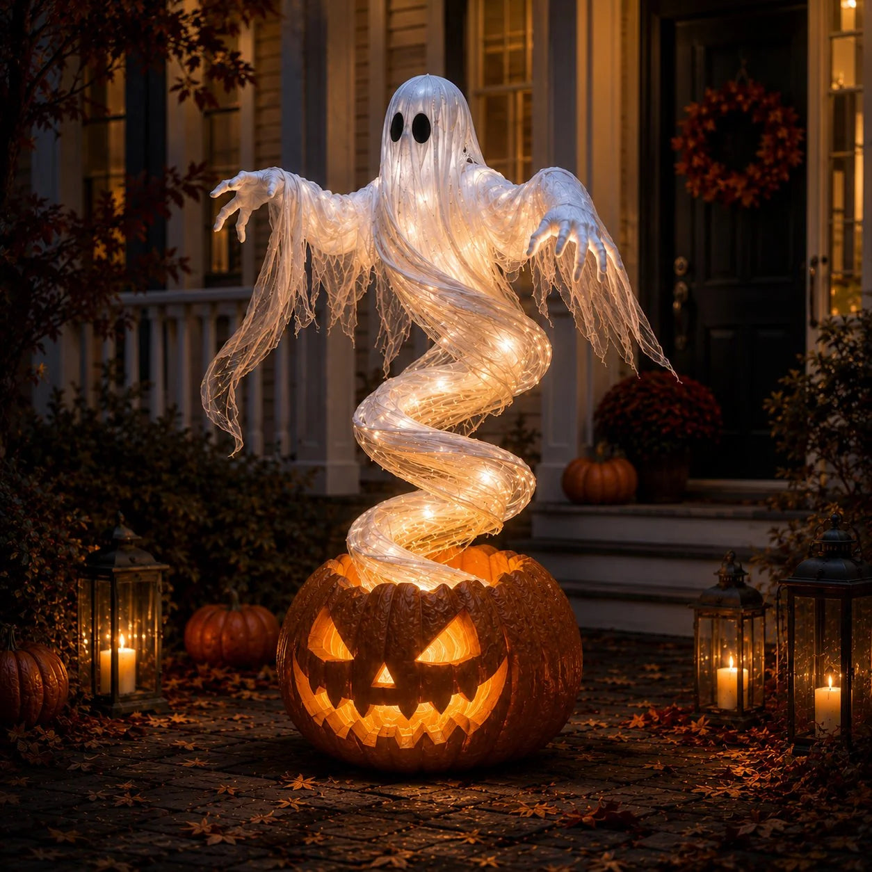 Decorative wirling Ghost Pumpkin Yard Lamp for Focuse – Swirling Ghost