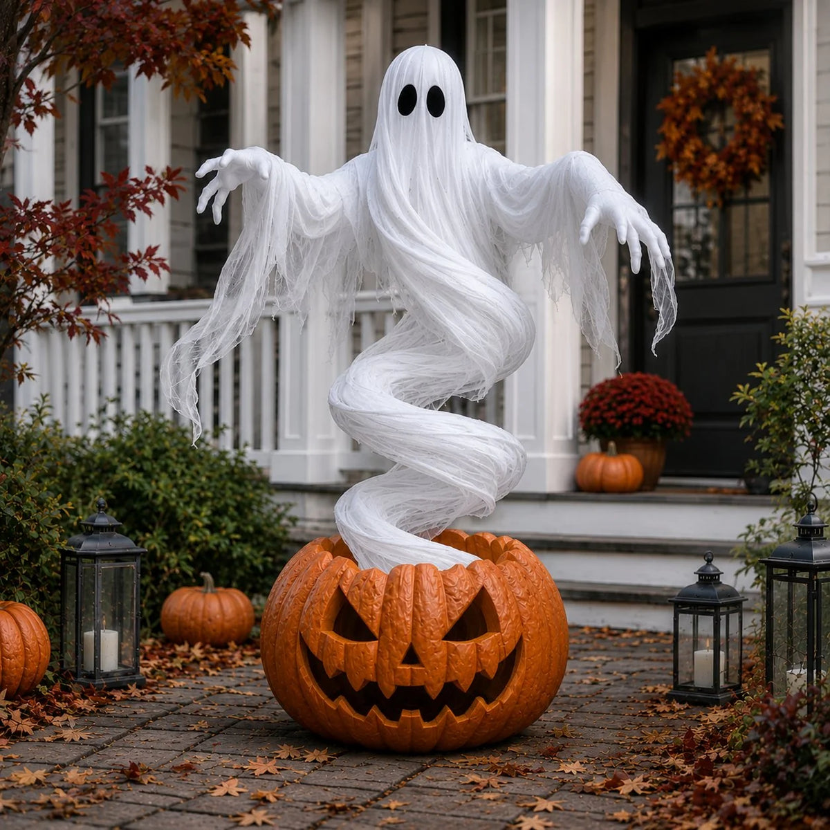 Decorative wirling Ghost Pumpkin Yard Lamp for Focuse – Swirling Ghost
