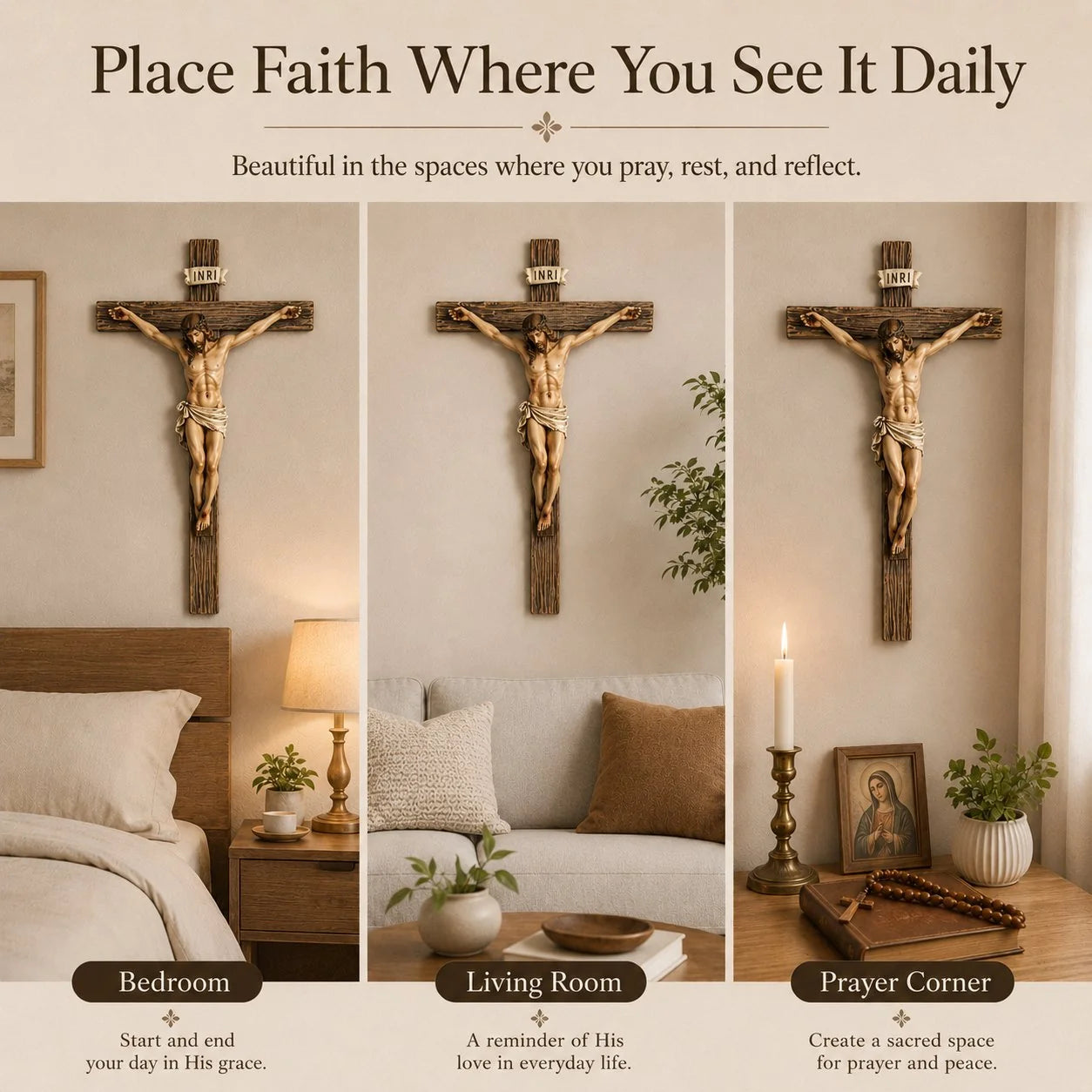 Purpose-Built Jesus Wall Crucifix – Home Blessing for Everyday Use