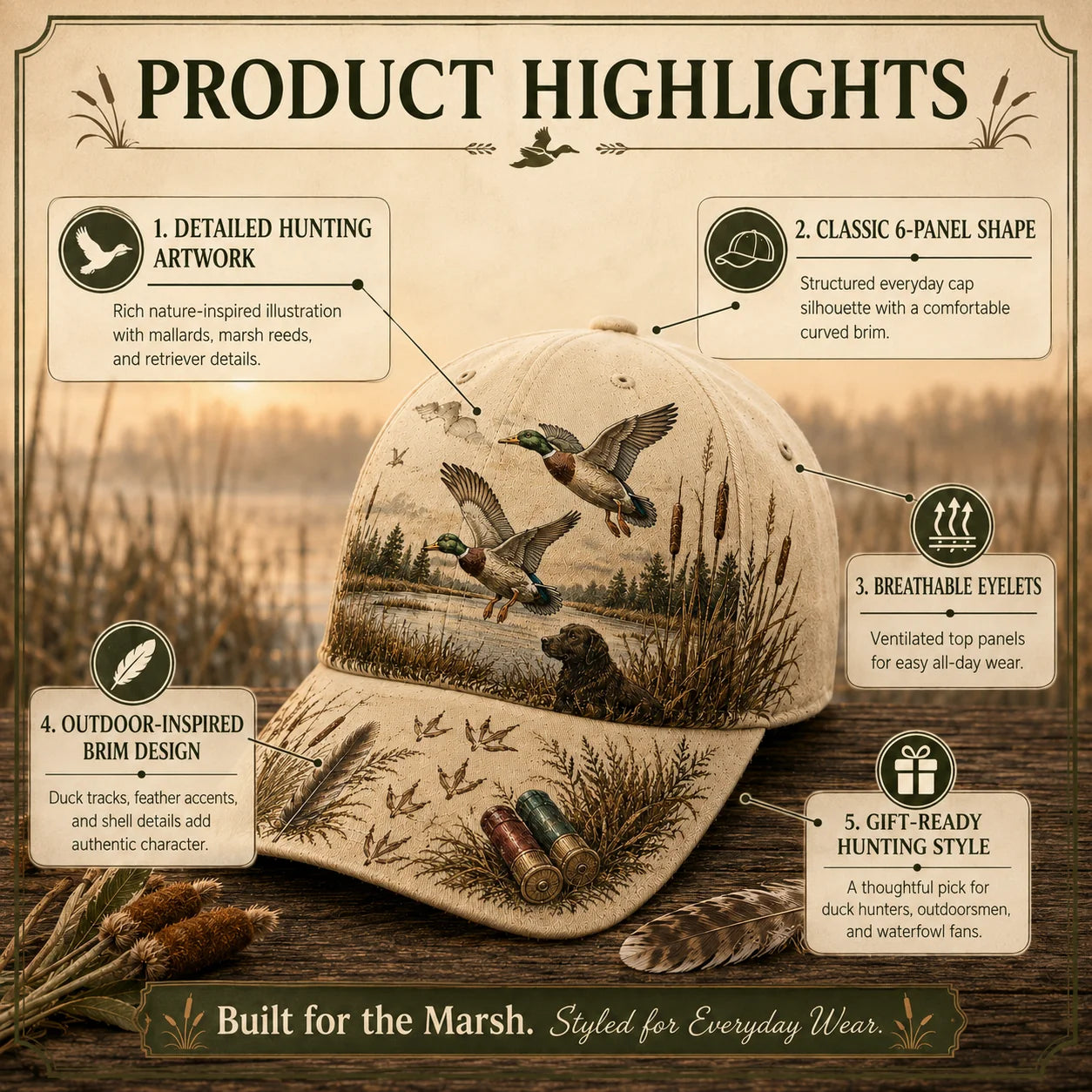 Distinctive DUCK HUNTING WILD & READY HAT for Everyday Wear