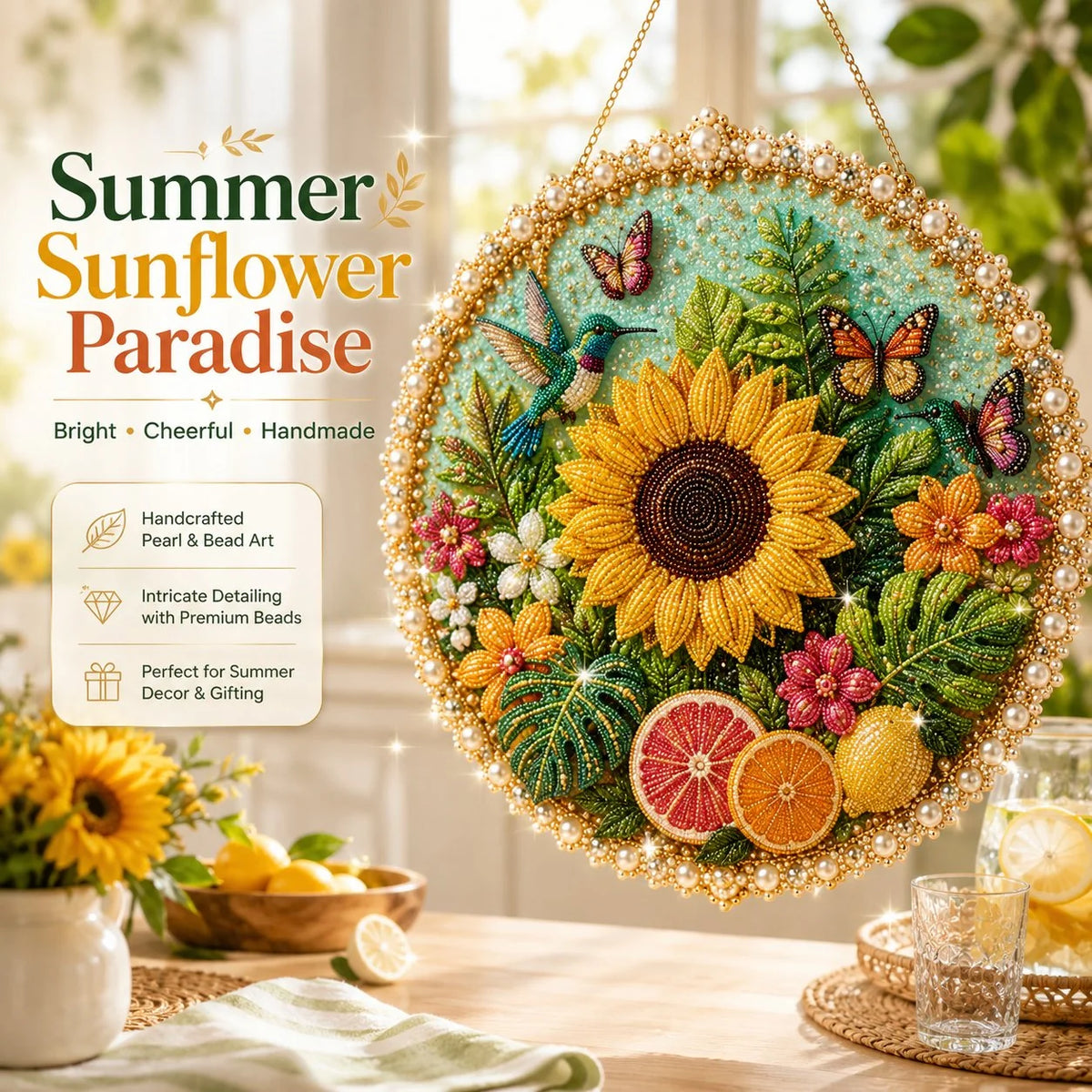 Four-Season Pearl Wreath Craft Set for Hanging Displays