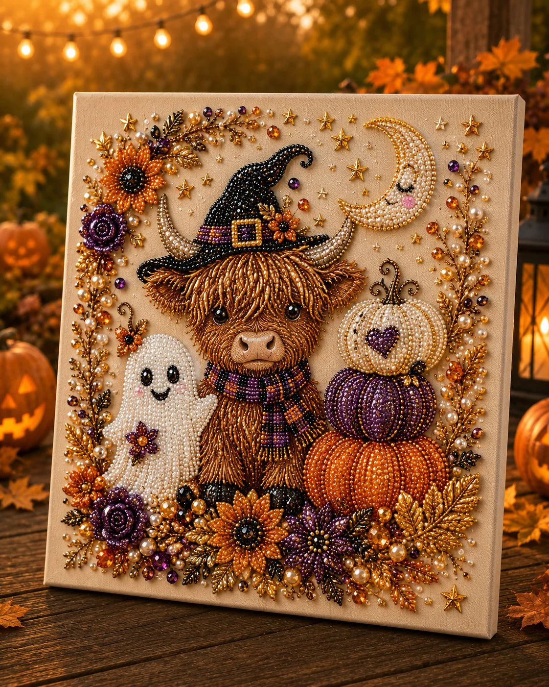 Spooky-Cute Halloween Mosaic Kit with Tiny Pearl Accents