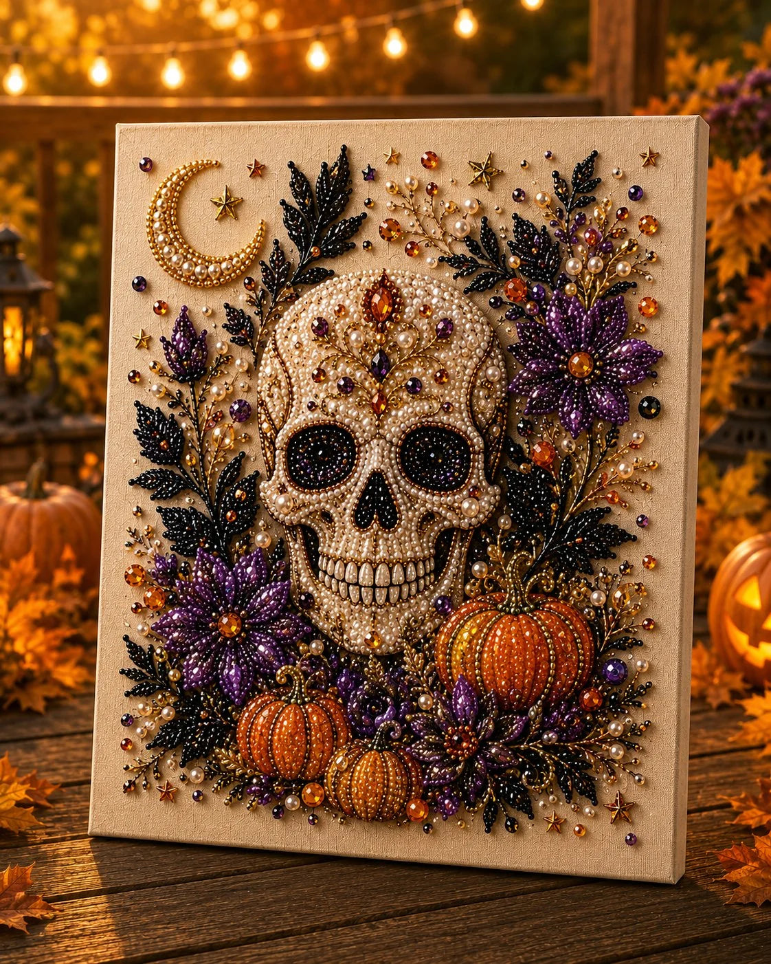 Spooky-Cute Halloween Mosaic Kit with Tiny Pearl Accents