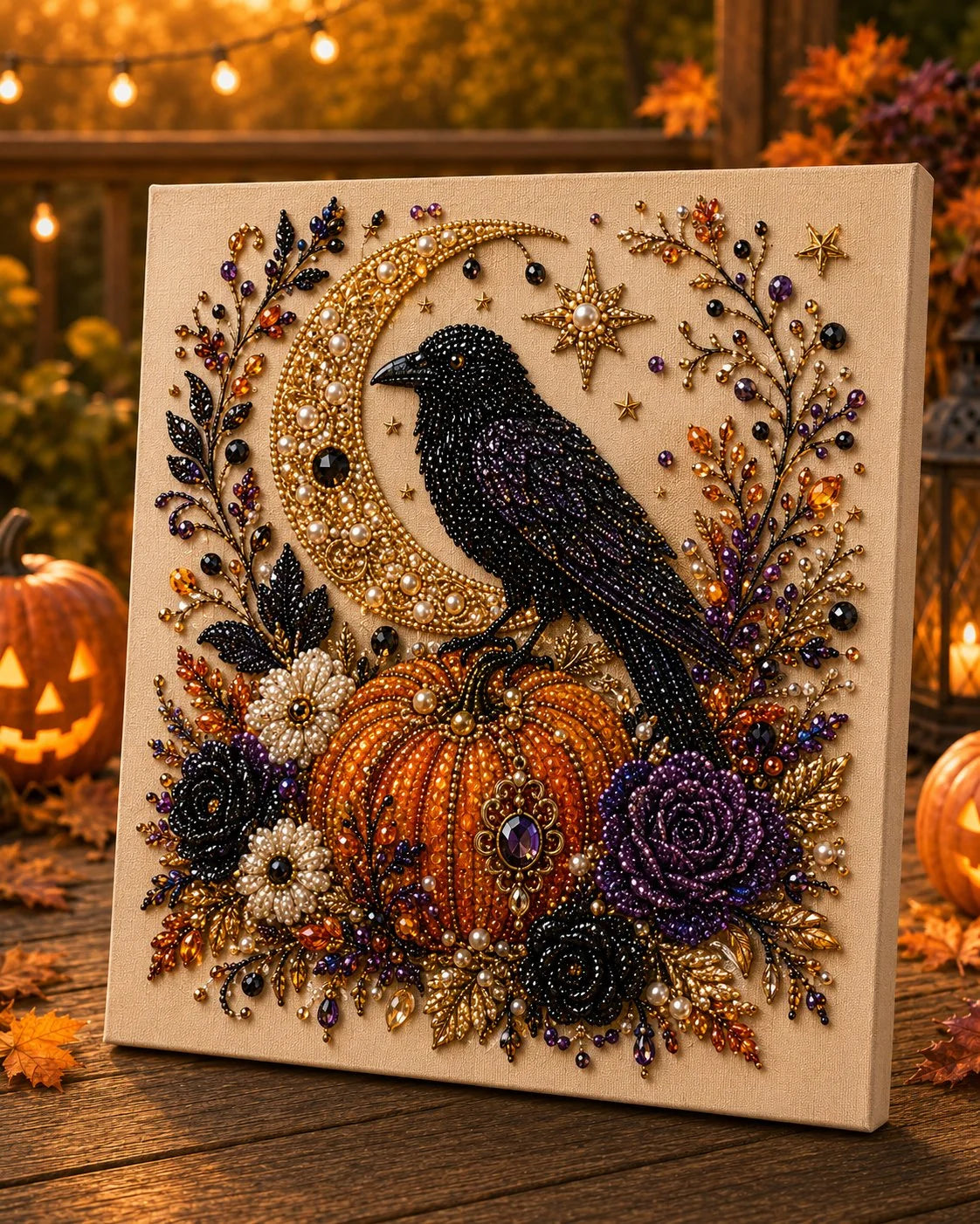 Spooky-Cute Halloween Mosaic Kit with Tiny Pearl Accents
