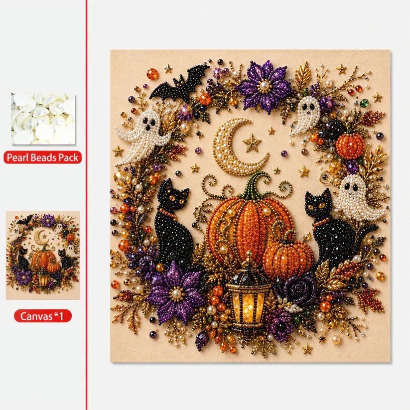 Spooky-Cute Halloween Mosaic Kit with Tiny Pearl Accents