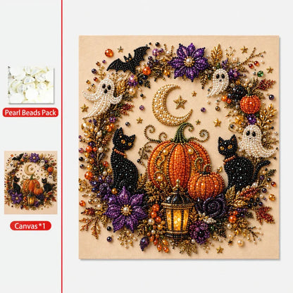 Spooky-Cute Halloween Mosaic Kit with Tiny Pearl Accents