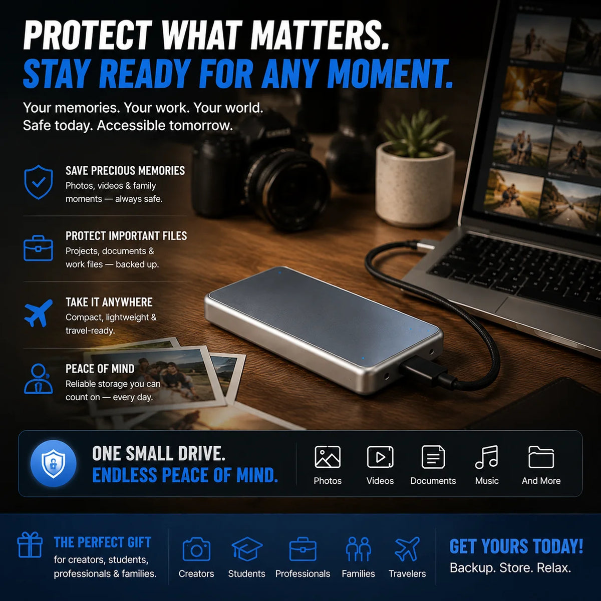 Purpose-Built Portable External SSD – Protect Your Photos, Videos &