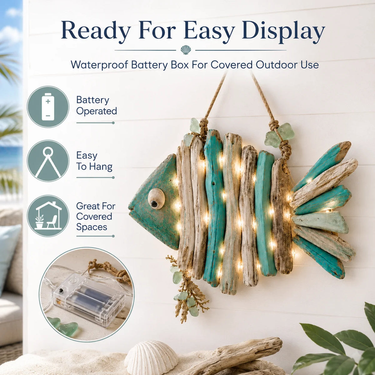 Decorative Lighted Coastal Fish Wall Decor for Focus – Ligh – Style 98