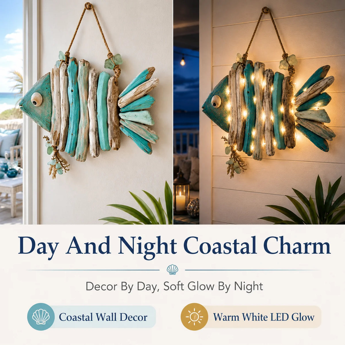Decorative Lighted Coastal Fish Wall Decor for Focus – Ligh – Style 98