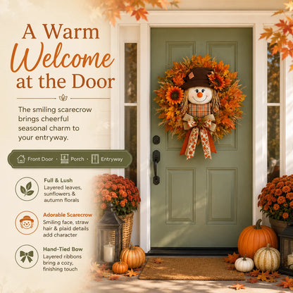 Vehicle-Ready Lighted Scarecrow Fall Wreath for Fr – Lighted Scarecrow