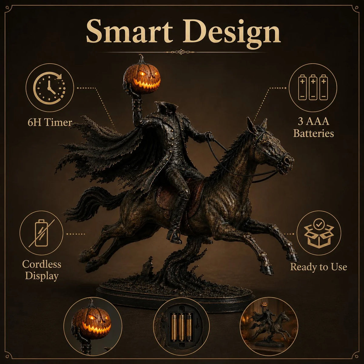 Midnight Chase Headless Horseman Display Statue