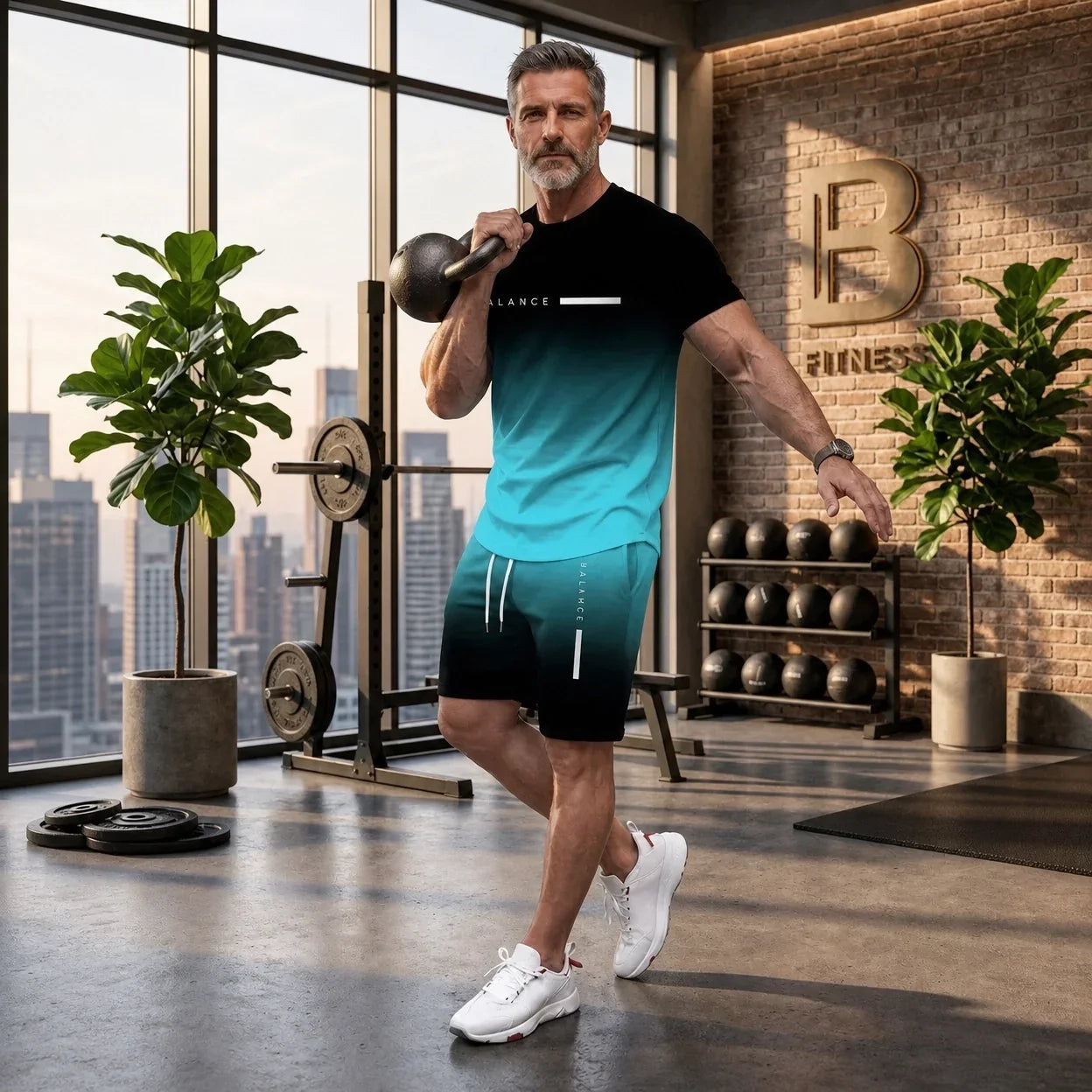 Gradient Men's Quick-Dry Training Tee and Shorts Tracksuit