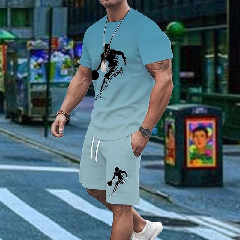 Gradient Men's Quick-Dry Training Tee and Shorts Tracksuit