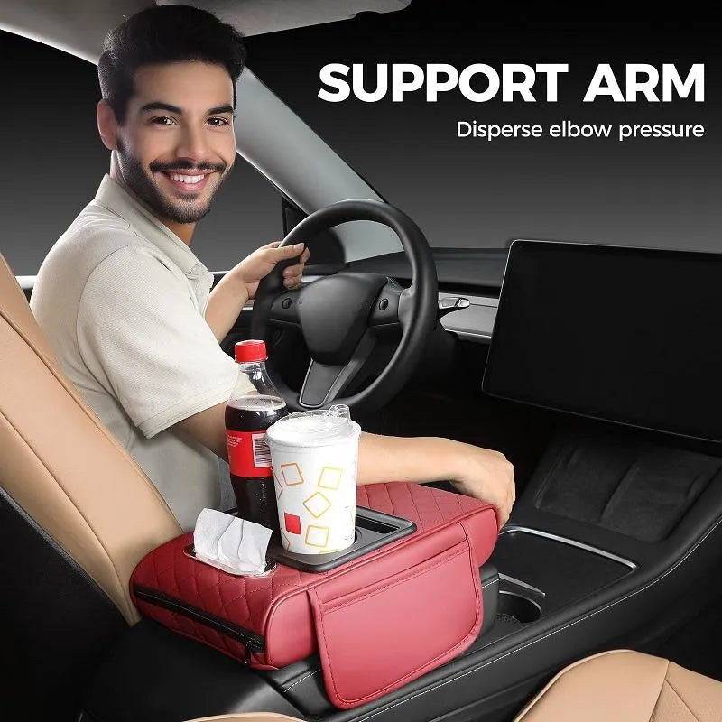 Universal PU Leather Car Armrest Organizer