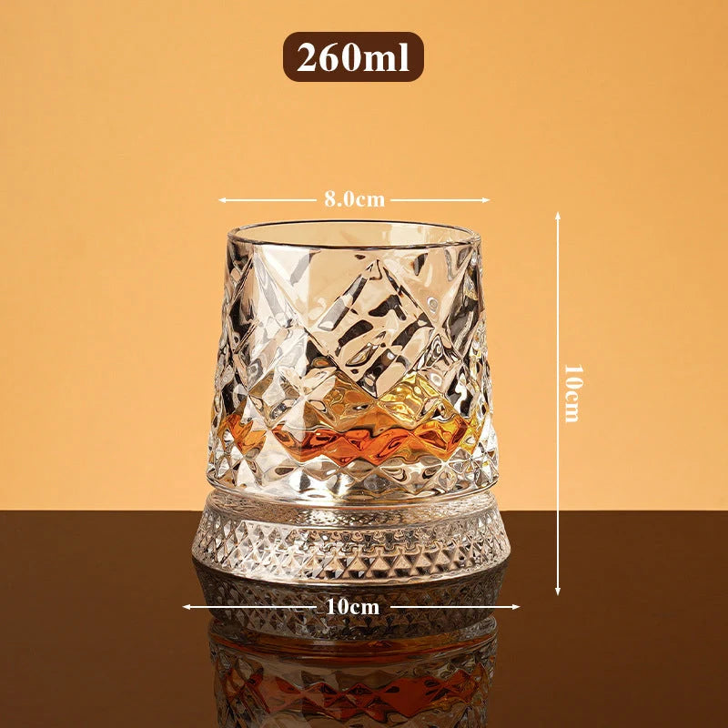 360° Rotating Lead-Free Whiskey Tumbler with Embossed Detail