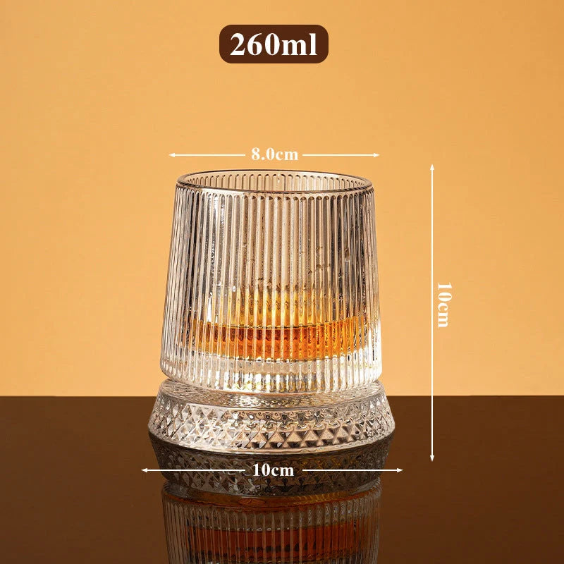 360° Rotating Lead-Free Whiskey Tumbler with Embossed Detail