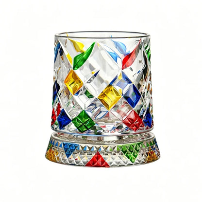 360° Rotating Lead-Free Whiskey Tumbler with Embossed Detail