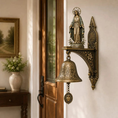 Bronze Marian Medal Bell for a Catholic Home or Garden