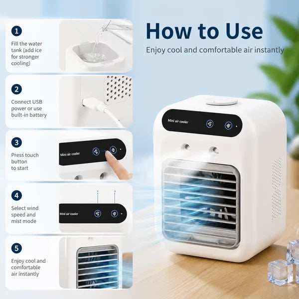Purpose-Built Portable Mini Air Conditioner with Humidifier – 20°C
