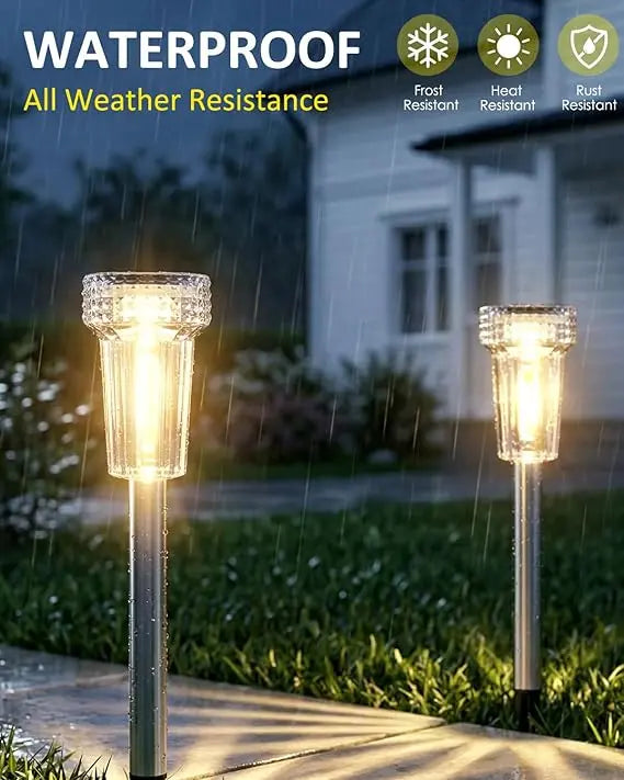 Automatic Solar Pathway Lights with 360° Starburst Glow