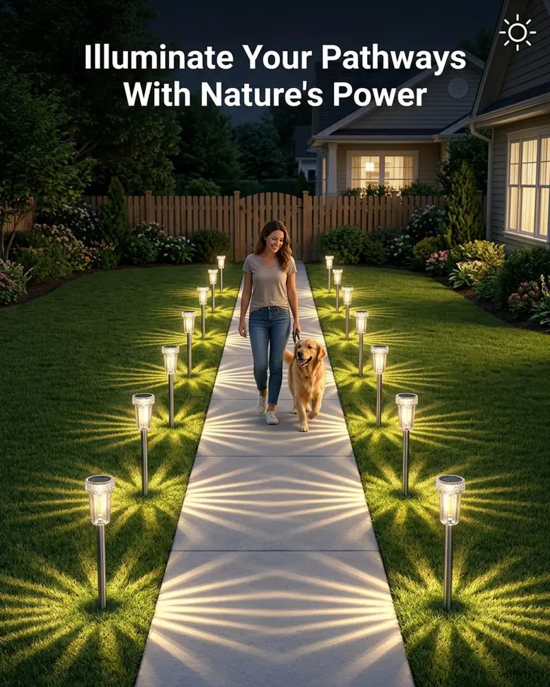 Automatic Solar Pathway Lights with 360° Starburst Glow