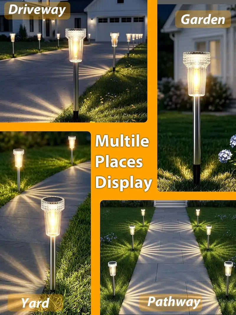Automatic Solar Pathway Lights with 360° Starburst Glow