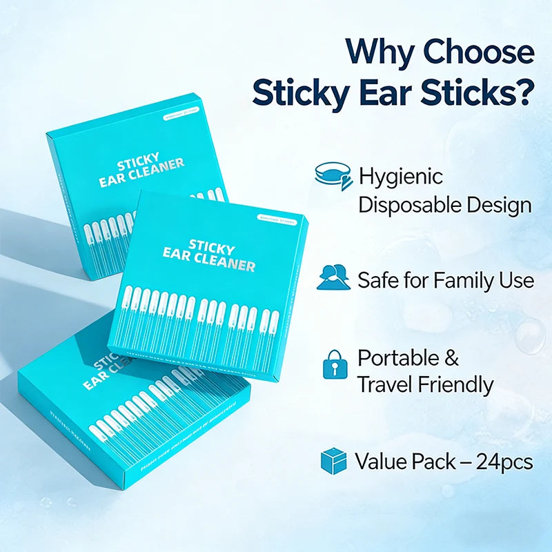 Adhesive-Tip Cleaning Sticks for Gentle, Visible Ear Care