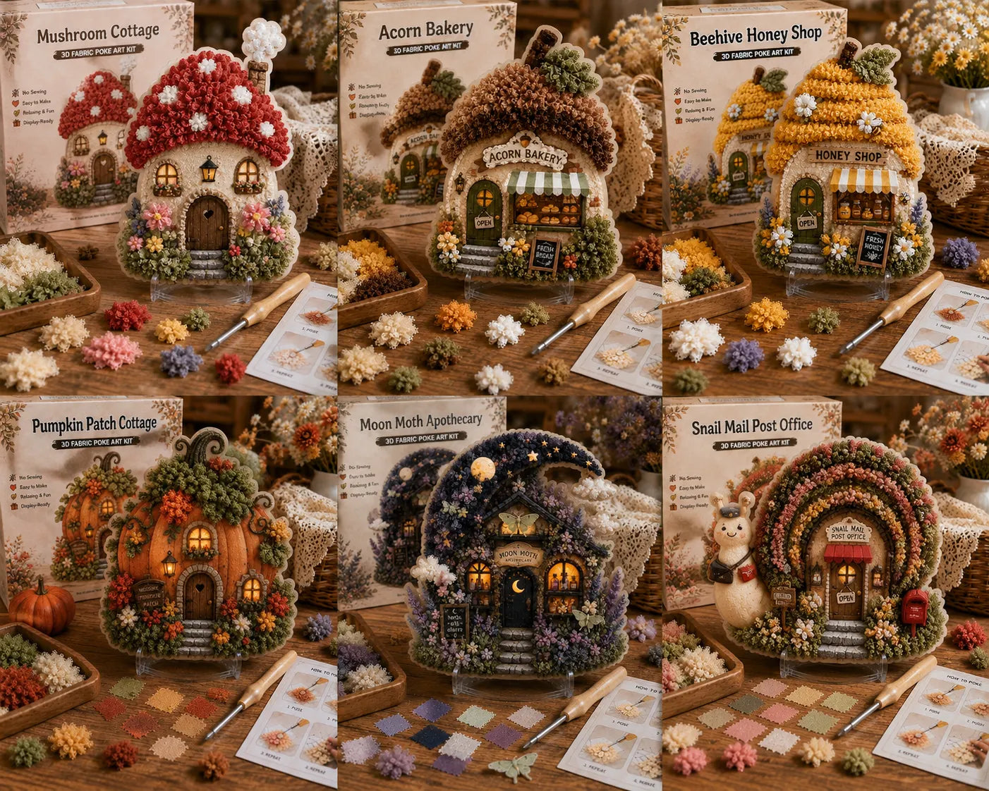 Hands-On Whimsical Village 3D Fabric Poke Art Kit for Creative Play