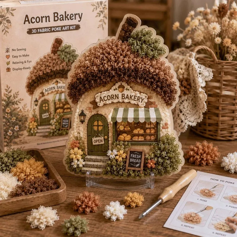 Hands-On Whimsical Village 3D Fabric Poke Art Kit for Creative Play