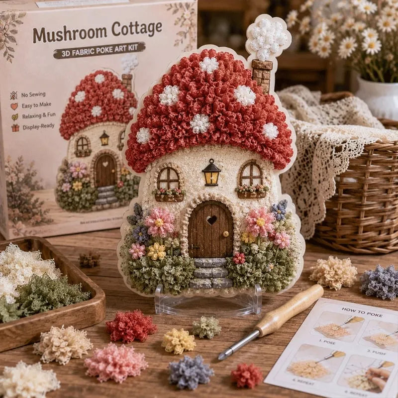 Hands-On Whimsical Village 3D Fabric Poke Art Kit for Creative Play
