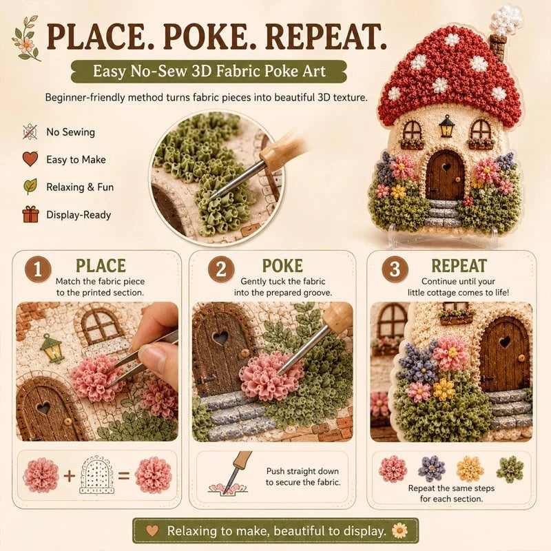Hands-On Whimsical Village 3D Fabric Poke Art Kit for Creative Play