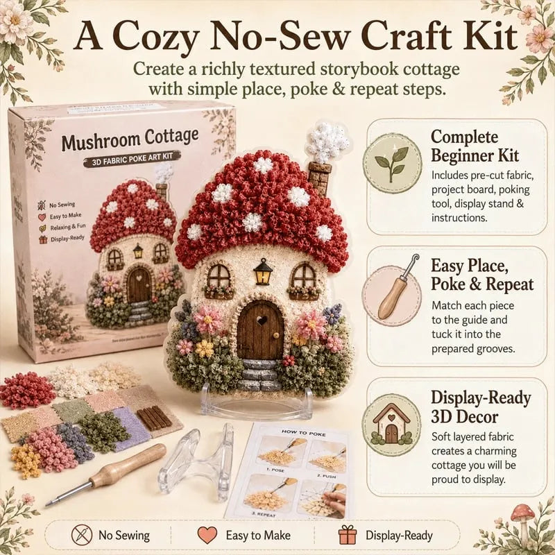Hands-On Whimsical Village 3D Fabric Poke Art Kit for Creative Play