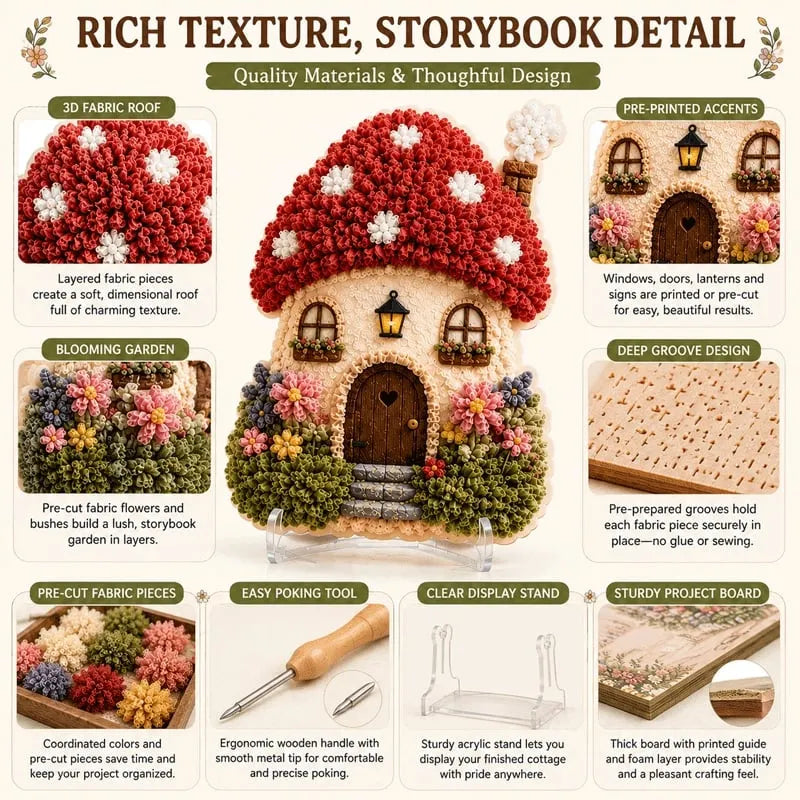 Hands-On Whimsical Village 3D Fabric Poke Art Kit for Creative Play